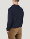 Navy Cashmere Open Collar Polo