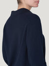 Navy Cashmere Open Collar Polo