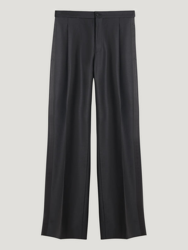 Black Tuxedo Single Pleat Trousers