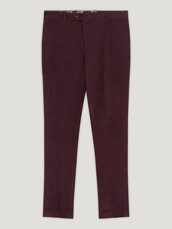 Connolly Burgundy Classic Fit Cashmere Cord Trousers