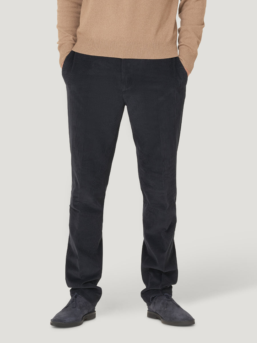 Navy Classic Fit Cashmere Cord Trousers - Connolly