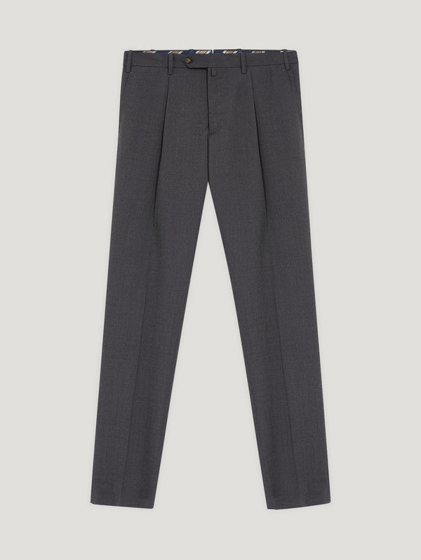 Grey Classic Fit Wool Trousers