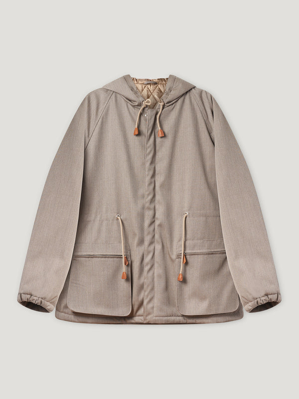 Beige Padded Parka Coat