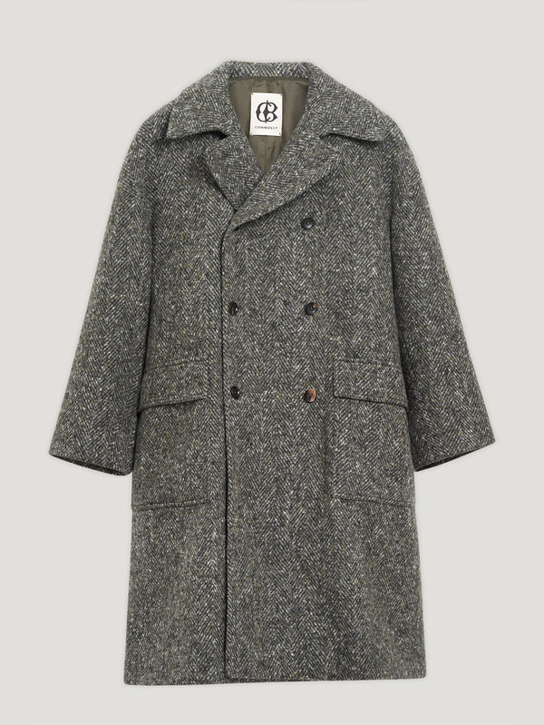 Loden Double Breasted Oversized Herringbone Coat