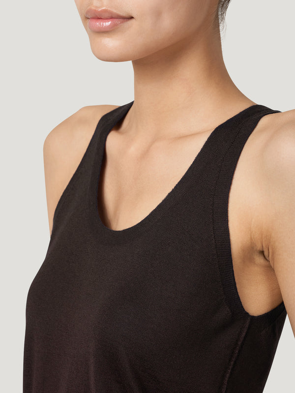 Dark Brown Silk Cashmere Tank Top