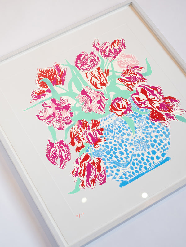Small Framed Cut Flowers Screen Print by Oisin Byrne