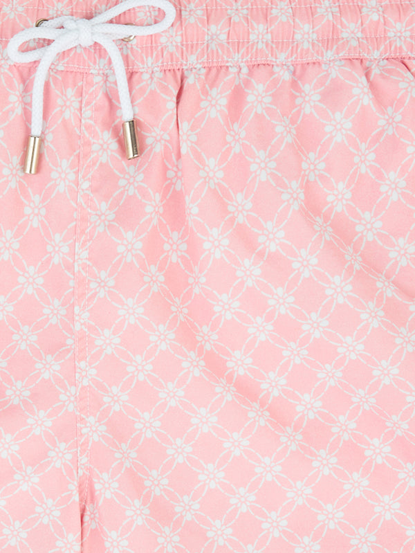 Connolly England | Pink and Ecru Rosette Swimming Trunks