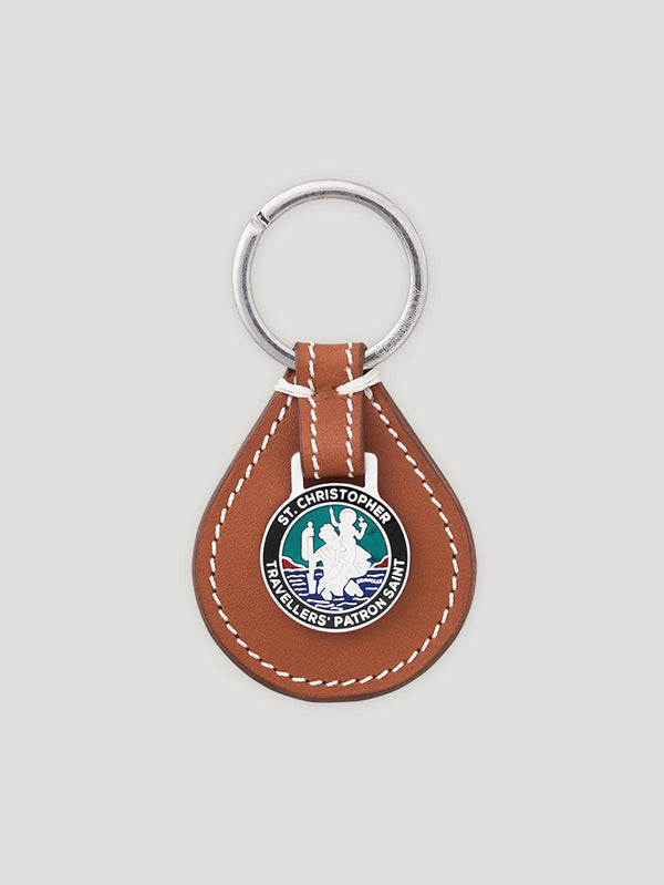 Tan St Christopher's Key Ring